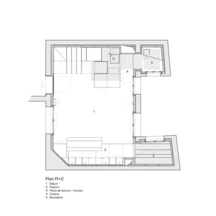 Dossier de presse | 2180-01 - Communiqué de presse | Un grand PETIT nid - Mickaël Martins Afonso & L'atelier miel - Design d’intérieur résidentiel - Plan R+2<br> - Crédit photo : Mickaël Martins Afonso &amp; L'atelier miel