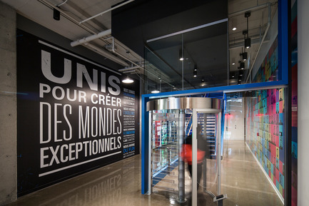 Press kit | 1152-08 - Press release | Four-Season Work and Play Areas at Ubisoft Quebec City - LumiGroup - Commercial Interior Design - Lightheaded Lighting: MAX Cylinder  - Photo credit: Jonathan Robert