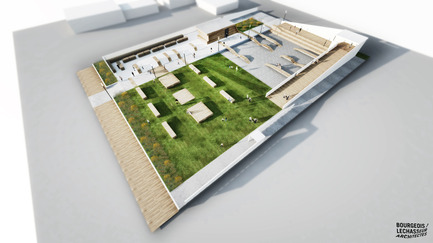 Press kit | 1527-04 - Press release | The Place des Gens de Mer - Bourgeois / Lechasseur architects - Landscape Architecture - Aerial site view - Photo credit: Bourgeois / Lechasseur architects