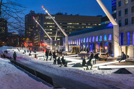 Press kit | 583-16 - Press release | Three Works From The Quartier des Spectacles Will Shine in Five Cities in Europe and North America - Quartier des spectacles Partnership - Event + Exhibition - Impulse, by Lateral Office and CS Design.&nbsp;Place des Festivals, Quartier des spectacles, Montreal - Photo credit: Ulysse Lemerise / OSA images