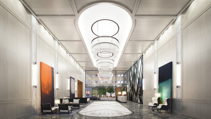Dossier de presse | 2066-05 - Communiqué de presse | II BY IV DESIGN Win Show Flats and Development Award at SBID Awards 2016 - II BY IV DESIGN - Concours - The Residences of 488 University Avenue_Final Building_Lobby - Crédit photo : Norm Li Architectural Graphics