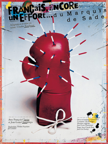 Press kit | 748-08 - Press release | UQAM Centre de Design Program for 2013 – 2014 - Centre de design de l'UQAM - Event + Exhibition - GROS PLANL’ART DE L’AFFICHE DE MICHEL BOUVETAffiche "Français encore un effort" 1989