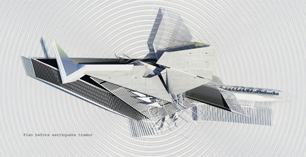 Press kit | 2121-03 - Press release | Dynamic Seismic Hotel - Margot Krasojević Architects - Commercial Architecture - Seismic Hotel Plan pre tremor - Photo credit: Margot Krasojević