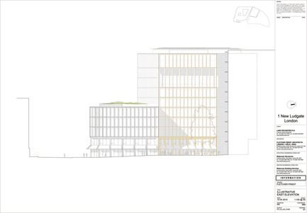 Dossier de presse | 2337-01 - Communiqué de presse | One New Ludgate - Fletcher Priest Architects - Architecture commerciale - One New Ludgate East Elevation<br> - Crédit photo : Fletcher Priest