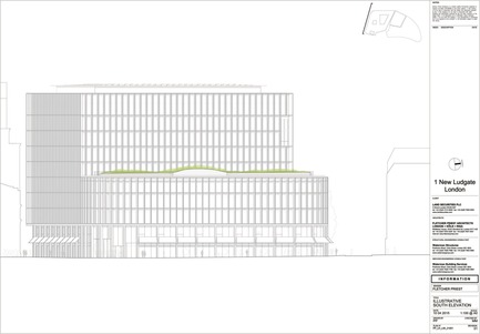 Dossier de presse | 2337-01 - Communiqué de presse | One New Ludgate - Fletcher Priest Architects - Architecture commerciale - One New Ludgate South Elevation<br> - Crédit photo : Fletcher Priest