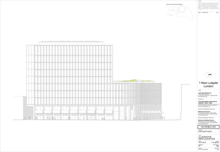 Dossier de presse | 2337-01 - Communiqué de presse | One New Ludgate - Fletcher Priest Architects - Architecture commerciale - One New Ludgate West Elevation<br> - Crédit photo : Fletcher Priest