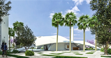 Dossier de presse | 1136-05 - Communiqué de presse | Mahmud Qabadu Mosque - Philippe Barriere Collective (PB+Co) - Architecture institutionnelle - View from the Public Plaza - Crédit photo : Abderrahmen Ezzine.
