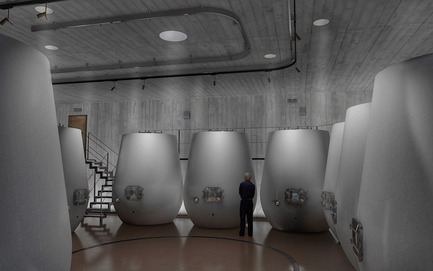 Dossier de presse | 2219-01 - Communiqué de presse | Winery in Chianti - IB Studio _ Arch. Invernizzi & Bonzanigo - Architecture commerciale - fermentation area - Crédit photo : IB Studio _ Arch. Invernizzi &amp; Bonzanigo