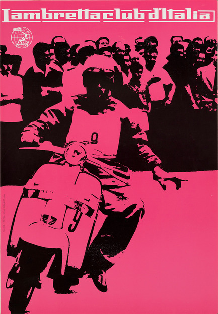 Dossier de presse | 748-30 - Communiqué de presse | Voyage dans l’univers du designer graphique italien Heinz Waibl au Centre de design de l’UQAM - Centre de design de l'UQAM - Évènement + Exposition - Manifesto "Lambretta club d’Italia” - Crédit photo : Milano, 1959&nbsp;<br>stampa offset su carta&nbsp;<br>67,5 x 47 cm&nbsp;