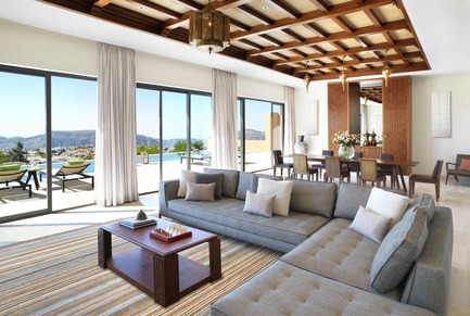 Dossier de presse | 2177-02 - Communiqué de presse | Un architecte français conçoit le plus haut resort de luxe du Moyen Orient :Anantara JabalAkhdar - Atelier Pod - Art de vivre - 3 BED Royal Mountain Villa Living Room - Crédit photo : Anantara Jabal Akhdar