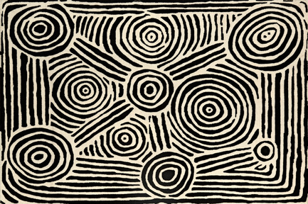 Press kit | 2399-01 - Press release | My Country: Design With Origin - Bay Gallery Home - Residential Interior Design - Bay Gallery Home, My Country Mina Mina Dreaming 100% Goodweave rug. Made from an original Australian Aboriginal artwork. - Photo credit: Bay Gallery Home