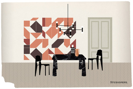 Press kit | 1619-05 - Press release | Lambert & Fils is Headed to Milan - Lambert & Fils - Industrial Design - Illustration made for Studiopepe's exposition called The Visit which includes a variety of Lambert &amp; Fils' collections. - Photo credit:  Alberto Fiocco, illustrator