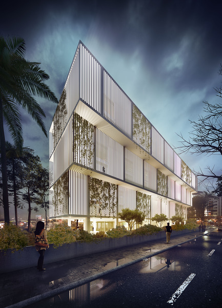 Dossier de presse | 2346-01 - Communiqué de presse | Sustainable Otunba Offices Receives Commendation in AR Future Projects Awards - Domaine Public Architects - Architecture commerciale - Otunba Offices Side View - Crédit photo : Domaine Public Architects