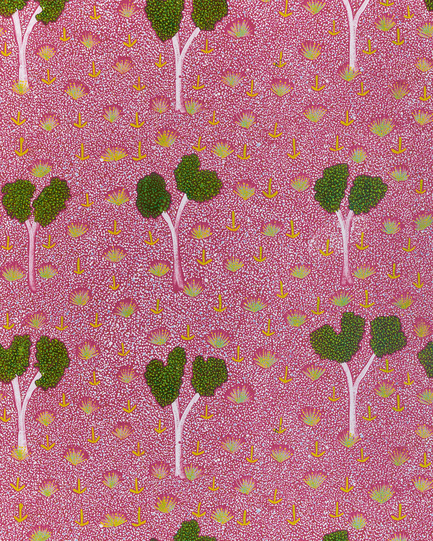 Press kit | 2399-01 - Press release | My Country: Design With Origin - Bay Gallery Home - Residential Interior Design - Bay Gallery Home, My Country PINK wallpaper, detail. From an original Australian Aboriginal artwork. - Photo credit: Bay Gallery Home