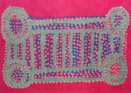 Press kit | 2399-01 - Press release | My Country: Design With Origin - Bay Gallery Home - Residential Interior Design - Bay Gallery Home, My Country Shorty Water Dreaming 100% Goodweave rug. Made from an original Australian Aboriginal artwork. - Photo credit: Bay Gallery Home