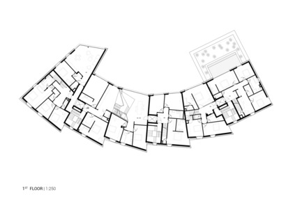 Dossier de presse | 1018-04 - Communiqué de presse | Residential Building with 15 Units - Metaform architects - Architecture résidentielle - 1st floor plan - Crédit photo : Metaform