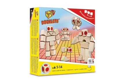 Dossier de presse | 2450-01 - Communiqué de presse | DOCKLETS - Innovative Hook and Loop Toy Bricks for Agile 3D Constructions - TPPD / Thade Precht Playful Design - Produit - DOCKLETS Robots Set - Crédit photo : TPPD / Thade Precht Playful Design