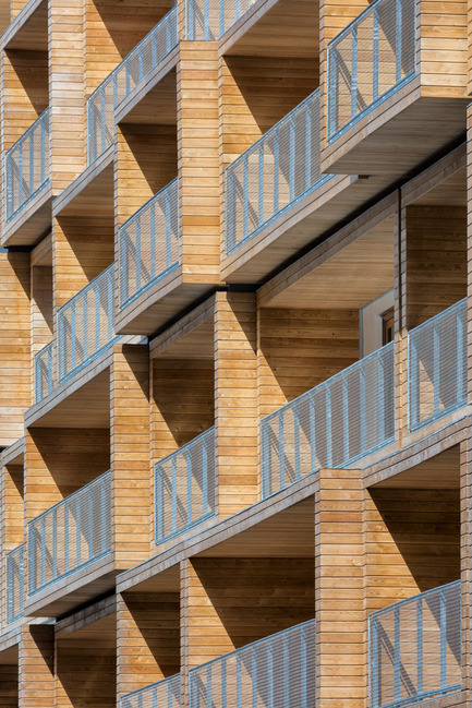 Dossier de presse | 2388-01 - Communiqué de presse | LESS - L’amplificateur urbain - AAVP ARCHITECTURE - Architecture résidentielle - Détail de la façade et des balcons&nbsp; - Crédit photo : © Pierre L'Excellent&nbsp;