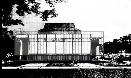 Dossier de presse | 865-24 - Communiqué de presse | Préservation du patrimoine moderne:le Grand Théâtre de Québec s’offre un nouvel écrin de verre signé Lemay et Atelier 21 - Consortium Lemay et Atelier 21 - Architecture institutionnelle - Croquis conceptuel de la façade principale - Crédit photo :  Lemay et Atelier 21 