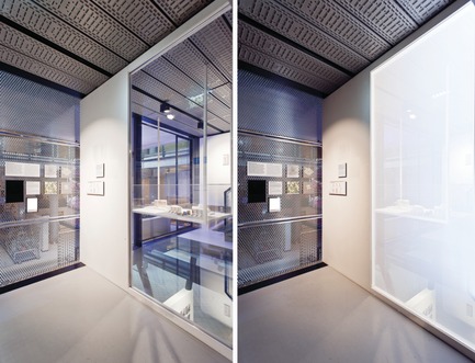 Press kit | 2578-01 - Press release | Award-winningALED Privacy-Plus Technology - LightGlass - Lighting Design -                Partition wall with ALED - Photo credit: LightGlass