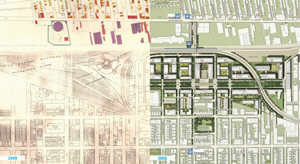 Dossier de presse | 2366-01 - Communiqué de presse | Un nouveau viaduc pour le Campus MIL de l’Université de Montréal - civiliti - Design urbain - Montage cartographique: Cour de triage (1949) et Plan d'ensemble préliminaire (2006) - Crédit photo : archives civiliti