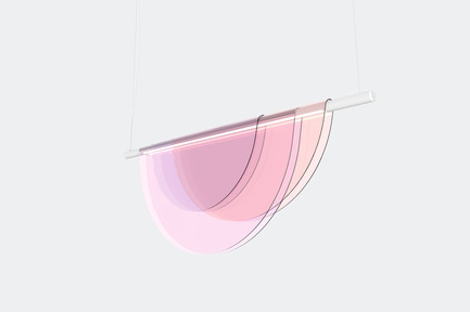 Press kit | 2351-01 - Press release | New Lighting Collection by ANONY - ANONY - Lighting Design - Dawn | Linear Suspension Light | Peach Tones - Photo credit: ANONY