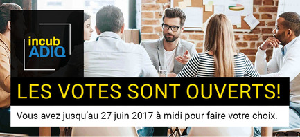 Dossier de presse | 1106-04 - Communiqué de presse | Ouverture des votes // Concours IncubADIQ - Association des designers industriels du Québec (ADIQ) - Concours - Bannière - Crédit photo : ADIQ