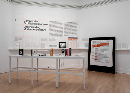 Dossier de presse | 756-17 - Communiqué de presse | Apprendre aux architectes: quatre cours de Kenneth Frampton - Centre Canadien d’Architecture (CCA) - Évènement + Exposition - Apprendre aux architectes&nbsp;: quatre cours de Kenneth Frampton. Vue d’installation, 2017. - Crédit photo : Centre Canadien d’Architecture