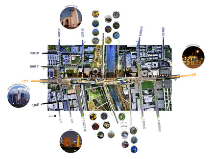 Dossier de presse | 2266-02 - Communiqué de presse | MetropolitanmomentuM Unveils Two Projects that Reimage the Los Angeles River - MetropolitanmomentuM - Architecture de paysage - Site Plan Diagram-LA River Habitable Bridge - Crédit photo :  MetropolitanmomentuM 