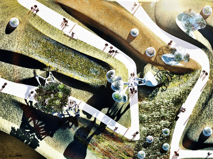 Dossier de presse | 2266-02 - Communiqué de presse | MetropolitanmomentuM Unveils Two Projects that Reimage the Los Angeles River - MetropolitanmomentuM - Architecture de paysage - Site Plan-FLOATING GARDENS - Crédit photo :  MetropolitanmomentuM 