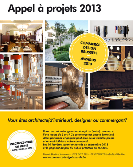 Dossier de presse | 679-05 - Communiqué de presse | Appel à projetsCommerce Design Brussels Award 2013 - Commerce Design Brussels - Concours
