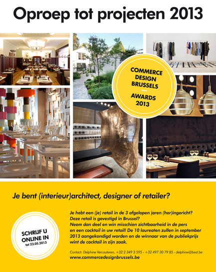 Dossier de presse | 679-05 - Communiqué de presse | Appel à projetsCommerce Design Brussels Award 2013 - Commerce Design Brussels - Concours