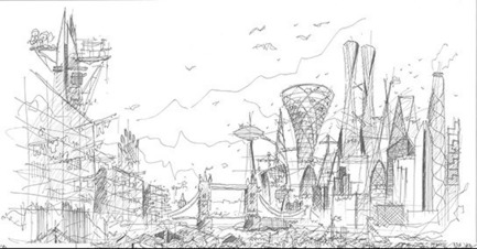 Press kit | 661-40 - Press release | World Architecture Festival Announces Architecture Drawing Prize - World Architecture Festival (WAF) - Competition - Photo credit:         Above: London in 2145 by Ken Shuttleworth, Make Architects (2015)