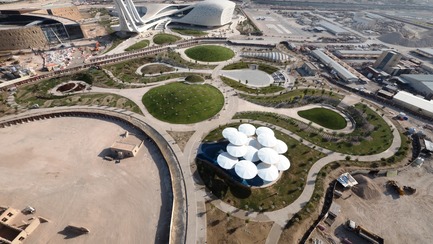 Dossier de presse | 2404-02 - Communiqué de presse | Oxygen Park, Education City, Doha - Qatar Foundation, AECOM - Architecture institutionnelle - Aerial Photo - Crédit photo : MAN
