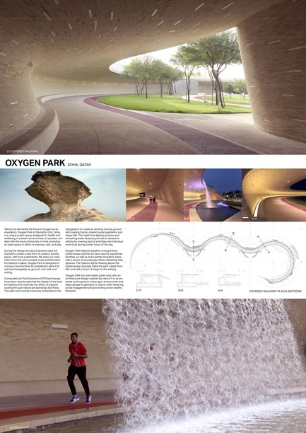 Dossier de presse | 2404-02 - Communiqué de presse | Oxygen Park, Education City, Doha - Qatar Foundation, AECOM - Architecture institutionnelle - Project Presentation Board 1 - Crédit photo : AECOM (photo credit: Markus Elblaus)