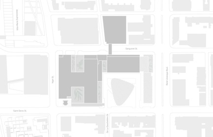 Press kit | 1387-03 - Press release | The New CHUM, Largest Healthcare Construction Project in North America, Opens its Doors - CannonDesign + NEUF architect(e)s - Institutional Architecture - Site plan - Photo credit: CannonDesign + NEUF architect(e)s