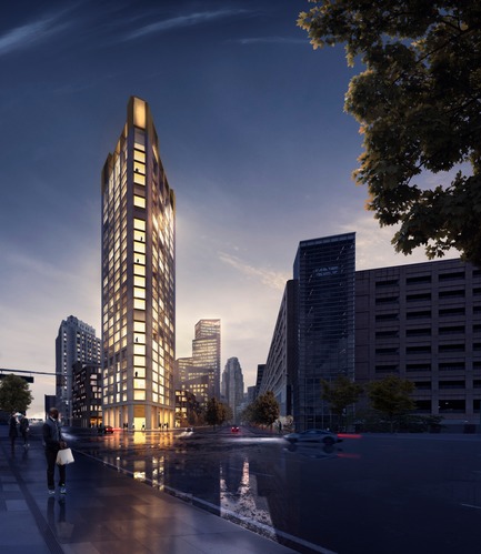 Dossier de presse | 2298-01 - Communiqué de presse | The Monroe Blocks, a Major Mixed-Use Development in the Heart of Downtown Detroit - Schmidt Hammer Lassen Architects - Design urbain - SHL_Detroit Monroe Blocks_Housing Tower - Crédit photo : Schmidt Hammer Lassen Architects