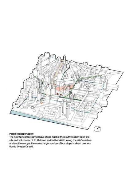 Dossier de presse | 2298-01 - Communiqué de presse | The Monroe Blocks, a Major Mixed-Use Development in the Heart of Downtown Detroit - Schmidt Hammer Lassen Architects - Design urbain - SHL_Detroit Monroe Blocks_Public transportation - Crédit photo : Schmidt Hammer Lassen Architects