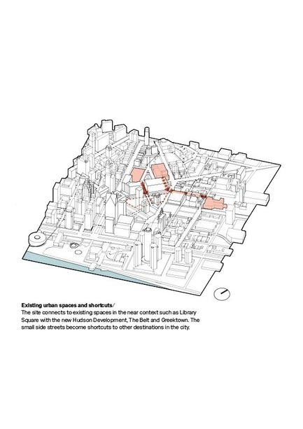 Dossier de presse | 2298-01 - Communiqué de presse | The Monroe Blocks, a Major Mixed-Use Development in the Heart of Downtown Detroit - Schmidt Hammer Lassen Architects - Design urbain - SHL_Detroit Monroe Blocks_Urban connections - Crédit photo : Schmidt Hammer Lassen Architects