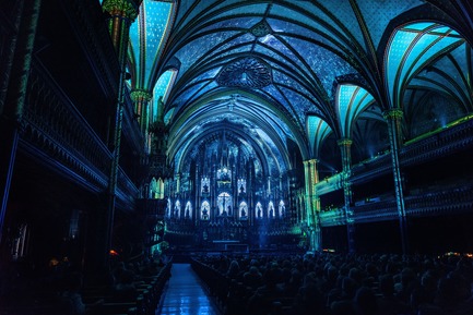 Press kit | 1089-03 - Press release | AURA Creates Awe-Inspiring Experience in the Heart of a Celebrated Historic Cathedral - Moment Factory - Multimedia Design -  Aura_Show_Part2  - Photo credit: Moment Factory
