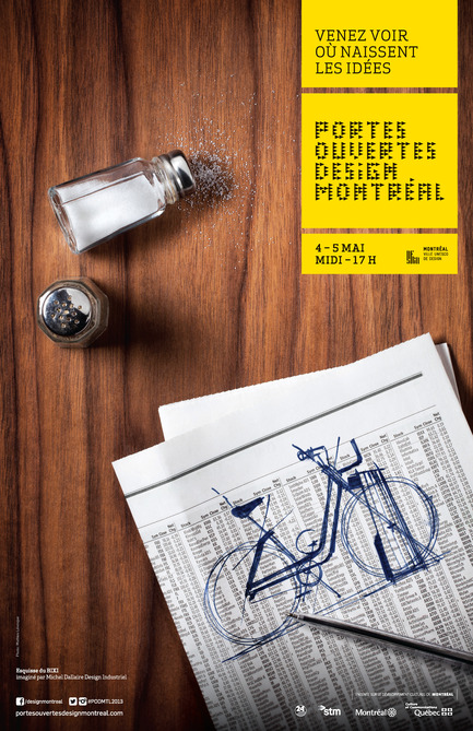 Press kit | 562-20 - Press release | 6th Design Montréal Open House: May 4 and 5, 2013, noon to 5 p.m. - Bureau du design - Ville de Montréal - Event + Exhibition - Affiche promotionnelle Portes Ouvertes Design Montréal  - Photo credit: Conception graphique DentsuBos