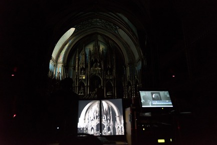 Press kit | 1089-03 - Press release | AURA Creates Awe-Inspiring Experience in the Heart of a Celebrated Historic Cathedral - Moment Factory - Multimedia Design -  Aura_Process_Integration  - Photo credit: Moment Factory
