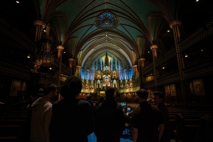 Press kit | 1089-03 - Press release | AURA Creates Awe-Inspiring Experience in the Heart of a Celebrated Historic Cathedral - Moment Factory - Multimedia Design -  Aura_Process_Site_Visit - Photo credit: Moment Factory