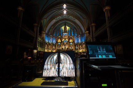 Press kit | 1089-03 - Press release | AURA Creates Awe-Inspiring Experience in the Heart of a Celebrated Historic Cathedral - Moment Factory - Multimedia Design -  Aura_Process_Integration  - Photo credit: Moment Factory