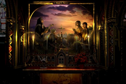 Press kit | 1089-03 - Press release | AURA Creates Awe-Inspiring Experience in the Heart of a Celebrated Historic Cathedral - Moment Factory - Multimedia Design - Aura_Process_Render - Photo credit: Moment Factory