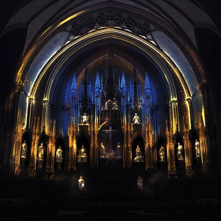 Press kit | 1089-03 - Press release | AURA Creates Awe-Inspiring Experience in the Heart of a Celebrated Historic Cathedral - Moment Factory - Multimedia Design - Aura_Process_Render - Photo credit: Moment Factory
