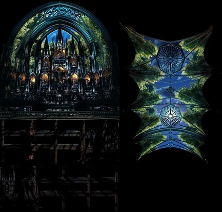 Press kit | 1089-03 - Press release | AURA Creates Awe-Inspiring Experience in the Heart of a Celebrated Historic Cathedral - Moment Factory - Multimedia Design - Aura_Process_Render - Photo credit: Moment Factory