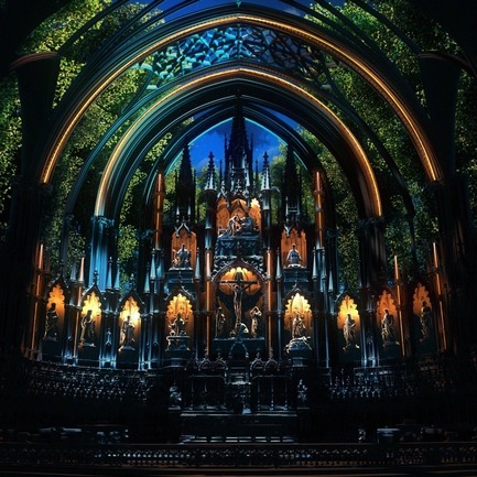 Press kit | 1089-03 - Press release | AURA Creates Awe-Inspiring Experience in the Heart of a Celebrated Historic Cathedral - Moment Factory - Multimedia Design - Aura_Process_Render - Photo credit: Moment Factory