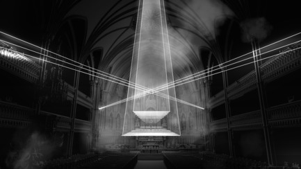 Press kit | 1089-03 - Press release | AURA Creates Awe-Inspiring Experience in the Heart of a Celebrated Historic Cathedral - Moment Factory - Multimedia Design - Aura_Process_Render_Storyboard - Photo credit: Moment Factory