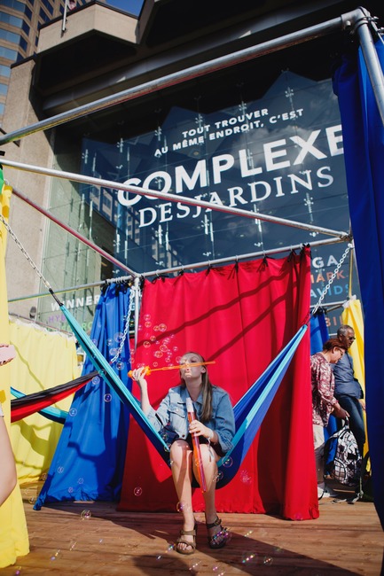 Press kit | 583-18 - Press release | KM3:A New Public Art Event in the Quartier des Spectacles - Quartier des spectacles Partnership - Event + Exhibition -  OPAVIVARÁ! (Brazil) - IN OUT  - Photo credit: Cindy Boyce
